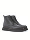 Leather Black Men's Boots with Zipper