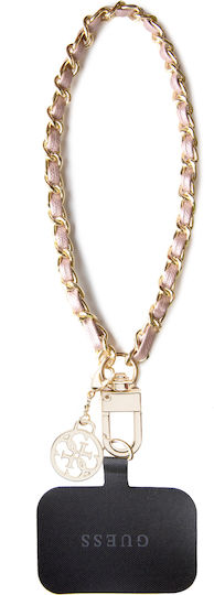 Guess Universal Hand Strap Saffiano Chain 4G Charm Wrist Strap for Mobile Phones Rose Gold