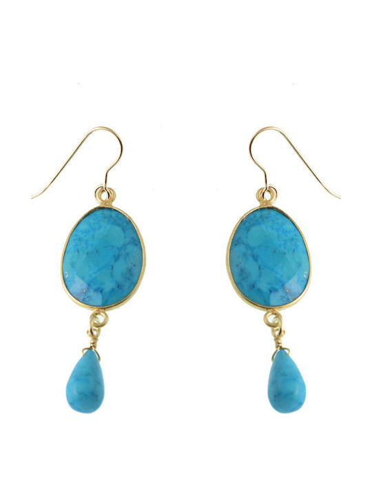 Theodora's Jewellery Earrings made of Silver Gold Plated with Stones Blue