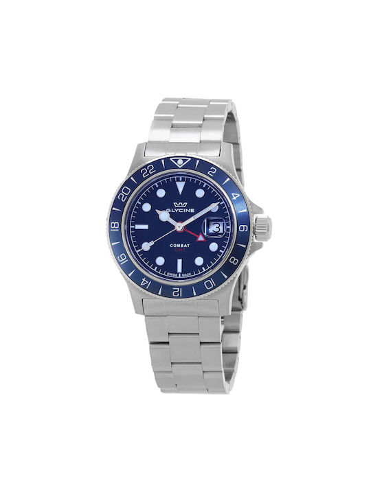 Glycine Combat Sub Watch Battery with Silver Metal Bracelet GL1051