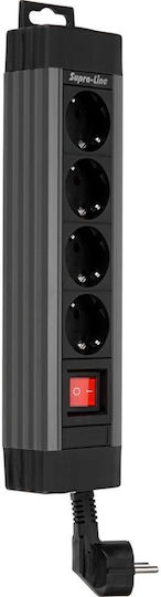 REV Outlet Πολύπριζο 4 Θέσεων με Διακόπτη και Καλώδιο 1.9m Γκρι