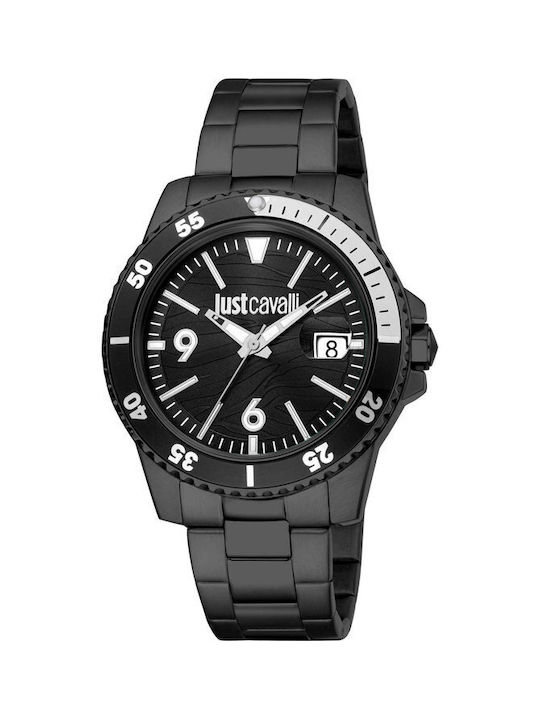 Just Cavalli Gents Uhr Batterie mit Schwarz Metallarmband