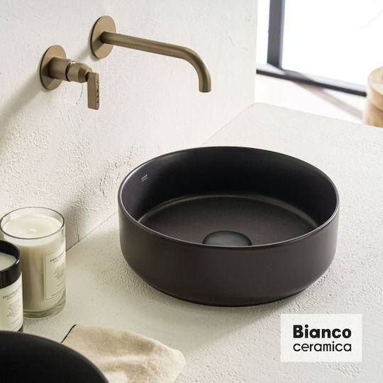 Bianco Ceramica Επικαθήμενος Νιπτήρας Πορσελάνης 36x36cm Taupe Matt