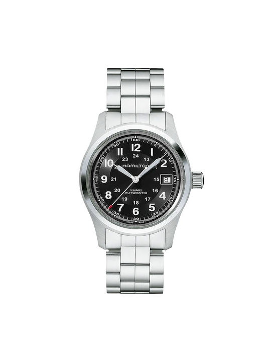 Hamilton Khaki Field Ρολόι Χρονογράφος Αυτόματο με Ασημί Μεταλλικό Μπρασελέ