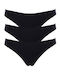 Brasiliano Βαμβακερά Γυναικεία Slip 3Pack Μαύρα