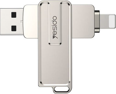 Yesido 128GB USB 2.0 Stick με σύνδεση Lightning Γκρι