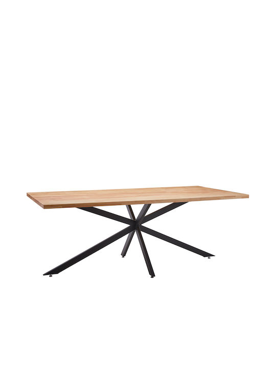 Dryopis Table Dining Room Wooden with Metal Frame Natural/Black 180x80x75cm