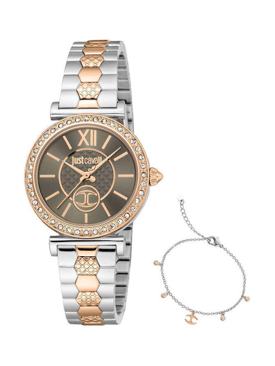 Just Cavalli Glam Crystals Ceas de Damă cu Argi...