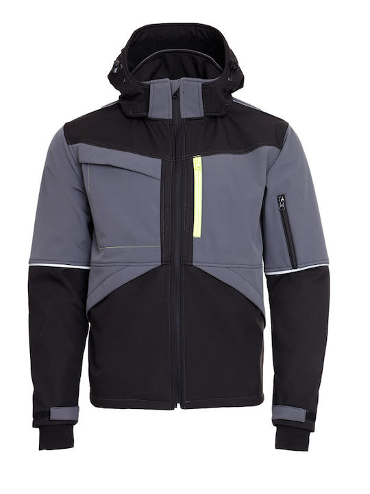 Stenso Work Jacket Softshell Cold with Detachable Hood Black