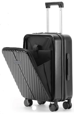 Nautica Cabin Travel Suitcase Hard Black with 4 Wheels Height 55cm.