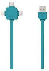 Allocacoc USB Flat USB to Lightning / Type-C / micro USB Cable Τιρκουάζ 1.5m (9003TR/USBC15)