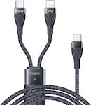 Yesido Braided USB to Lightning / Type-C Cable Μαύρο 1.4m (480Mbps)
