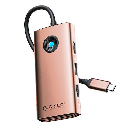 Orico USB-C Docking Station with HDMI 4K PD Ethernet Rose Gold (PW11-6PR-RG-EP)