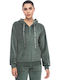 Women's Sweatshirt Jacket Velvet Hooded Khaki
