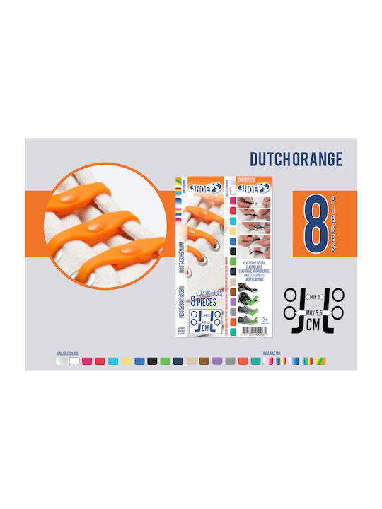 Shoeps Shoelaces Elastic Orange 8pcs