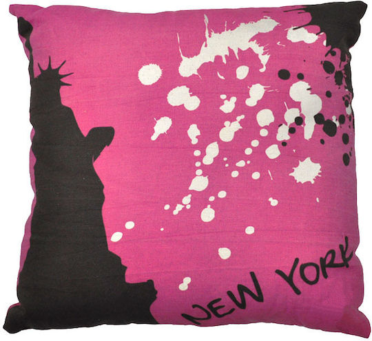 Inart Inart Throw Pillow Sofa Cushion New York Purple 45x45cm