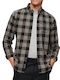 Ovin Vintage Long-sleeved Cotton Shirt in Wide Line Checked Black