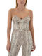 Women's Blouse Corset Strapless Animal Print ARROW- COFFEE