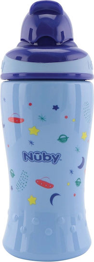 Nuby Flip-it Kids Water Bottle Silicone with Straw Blue 360ml