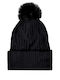 Pom Pom Beanie Unisex Σκούφος Πλεκτός σε Μαύρο χρώμα