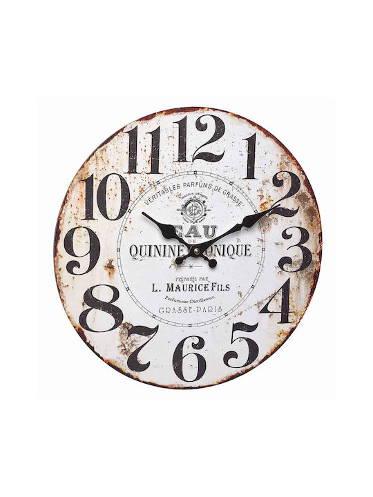 TFA Clock Antique Wall Clock Wooden White