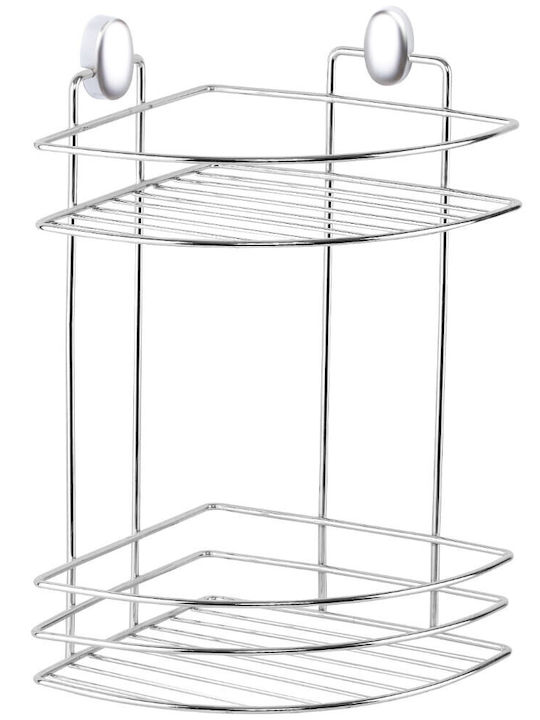 Metalife Colțar Montat pe perete Raft Baie Metal 18x18x30cm Albastră