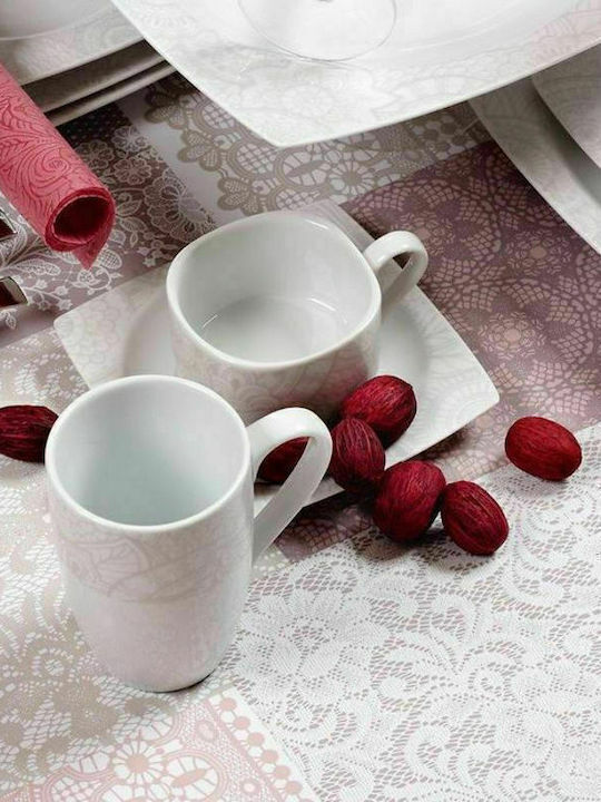 Cryspo Trio Marsala Set Căni Maro din Porțelan Maro 120ml 6buc