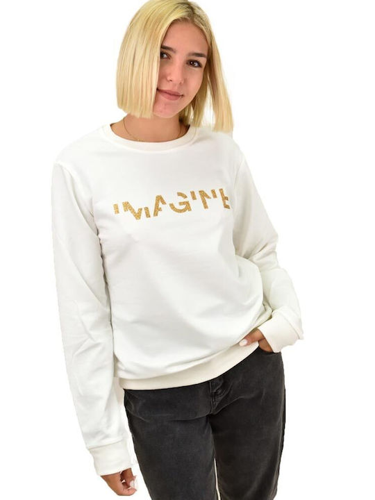 First Woman Women's Sweatshirt Imagine White