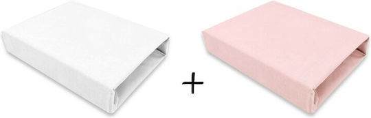 Qmini Set Baby Bettlaken Für Wiege Baumwolle Angepasst Weiß 50x90cm 2Stück
