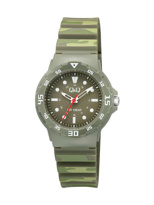 Q&Q Παιδικό Αναλογικό Ρολόι 33mm Χακί