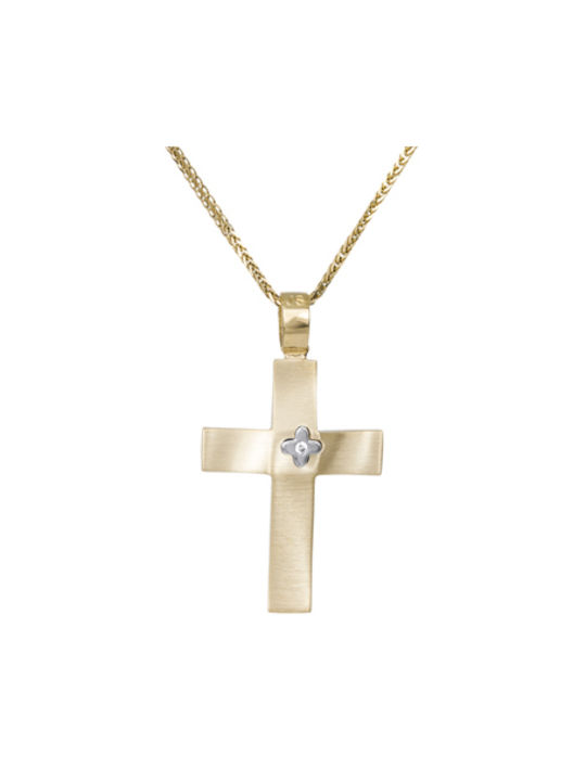 Damen Gold Kreuz 14K mit Kette