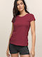 Bodymove #814 Women's Blouse Cotton Short Sleeve Burgundy