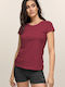 # Women's Blouse Cotton Short Sleeve Burgundy