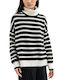 Fracomina Women's Long Sleeve Sweater Turtleneck Striped Cream-black