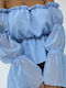 Queen Accessories Women's Blouse Long Sleeve Blue