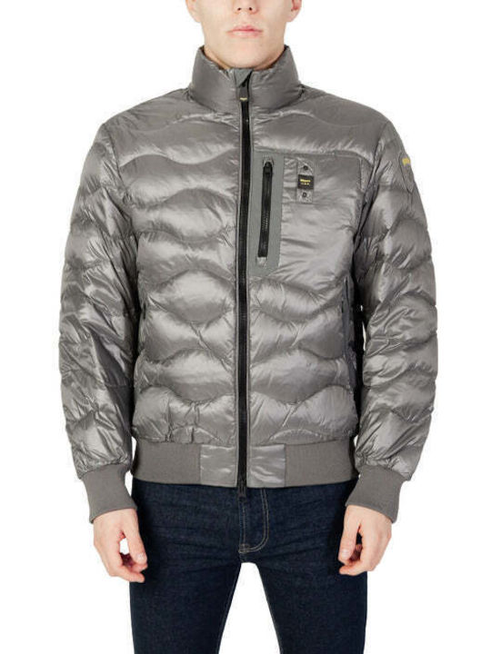 Blauer Herren Winter Jacke Lässig Gray