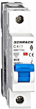 Schrack Automatic Circuit Breaker 4A Single-pole AC 196-010600104