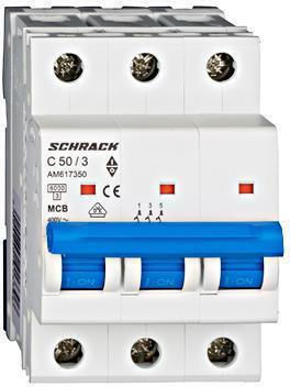 Schrack Automatic Circuit Breaker 50A Triple-pole AC 196-010600350