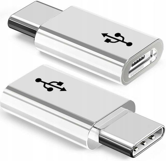 Μετατροπέας USB-C male σε micro USB female Ασημί 1τμχ CO2-0087