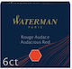 Waterman 6 Ανταλλακτικά Μελάνια για Πένα Κόκκινα
