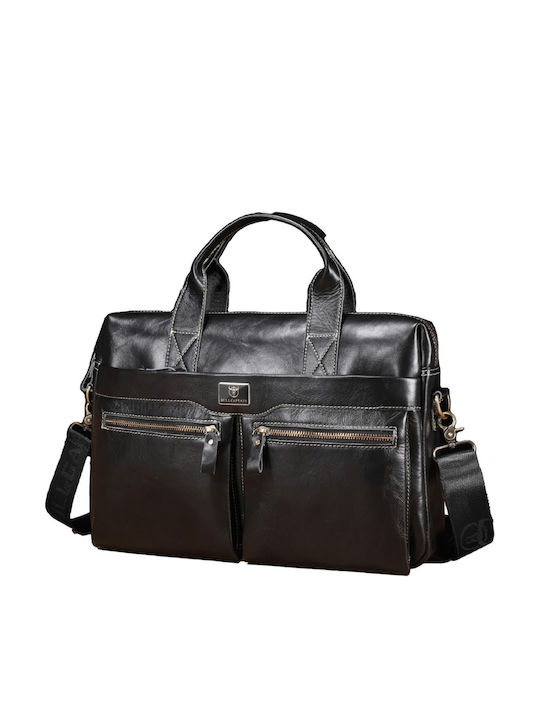 Bull Captain Leather Men's Briefcase Black