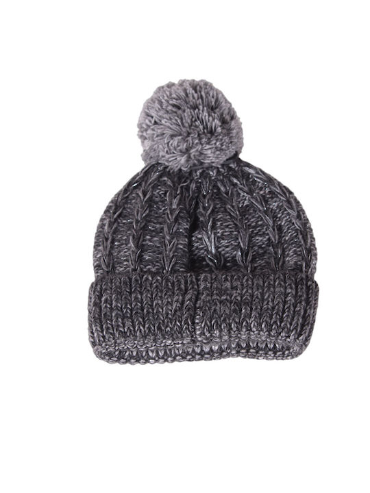 Pom Pom Beanie Beanie Knitted in Gray color