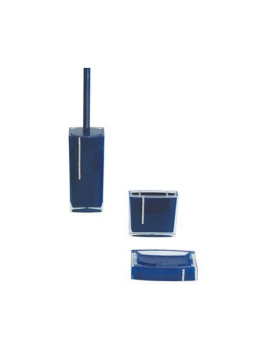 Eurocasa Plastic Bathroom Accessory Set Blue 3pcs