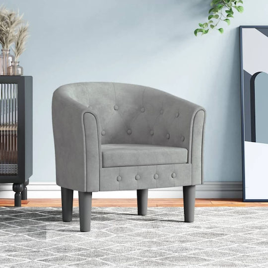 Sessel Samt Light Grey 70x56x68cm