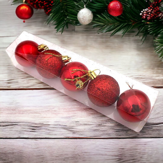 Ornament suspendat Glob Roșu 5buc Set 5buc