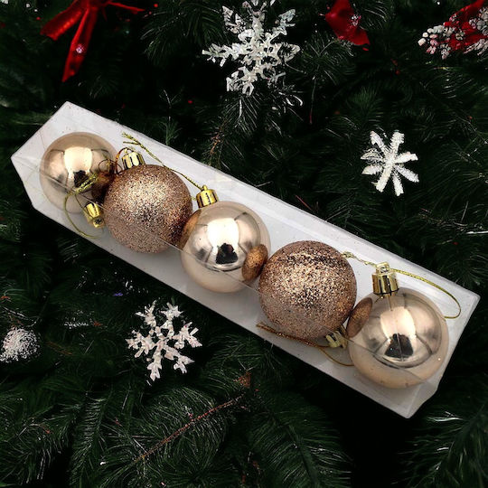 Hängendes Kugel Ornament Ornament Gold 5cm Set 5Stück