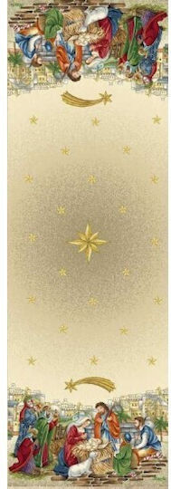 Vassiliadis Bros Jerusalema Lurex Christmas Tablecloth Runner Fabric L140xW47cm.