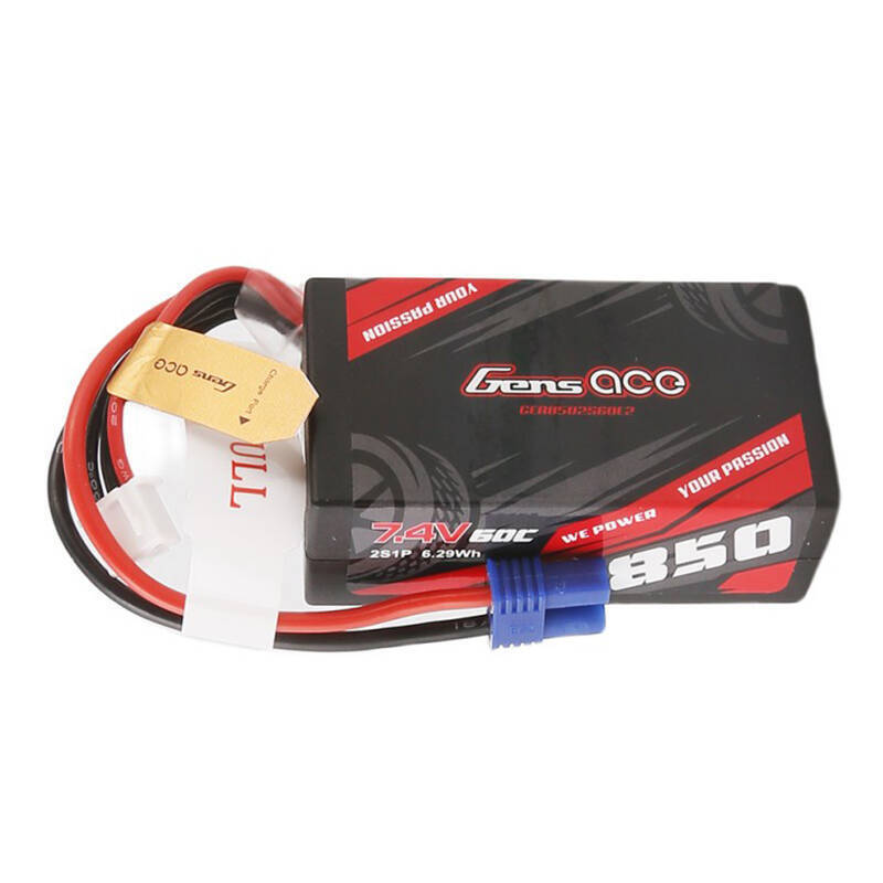 Akumulator Gens Ace 850mAh 7,4V 60C 2S1P 60C z wtyczka EC2