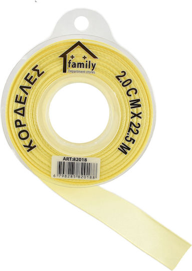 Cosmofan Satin,σατεν Band Monochrom Gelb 22.5meters mit Breite 20mm