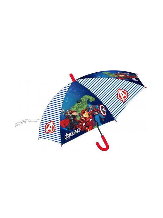 Kinder Regenschirm Gebogener Handgriff Blau mit Durchmesser 43.5cm.